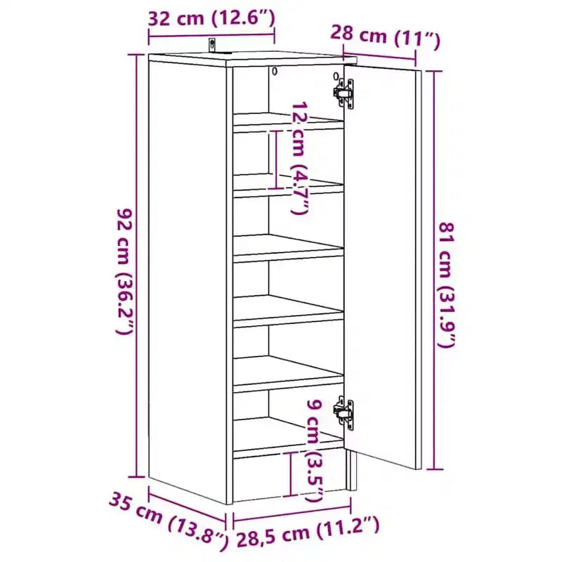 Meuble à chaussures blanc avec 6 étagères, 1 porte, pour 1 personne