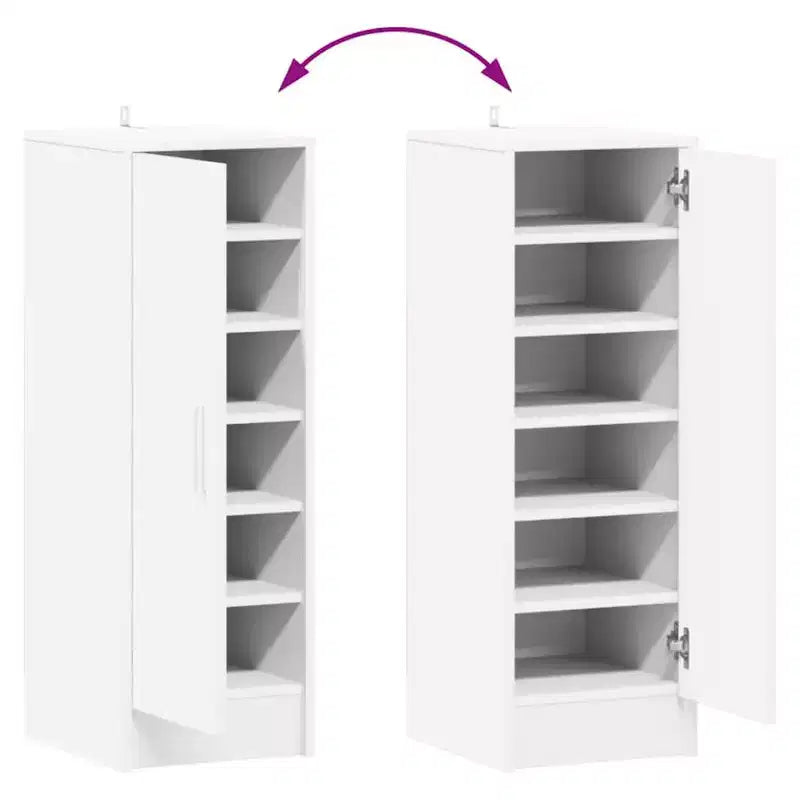 Meuble à chaussures blanc avec 6 étagères, 1 porte, pour 1 personne