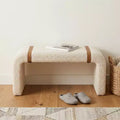 Banc rembourré en bouclé beige et marron – 2 places