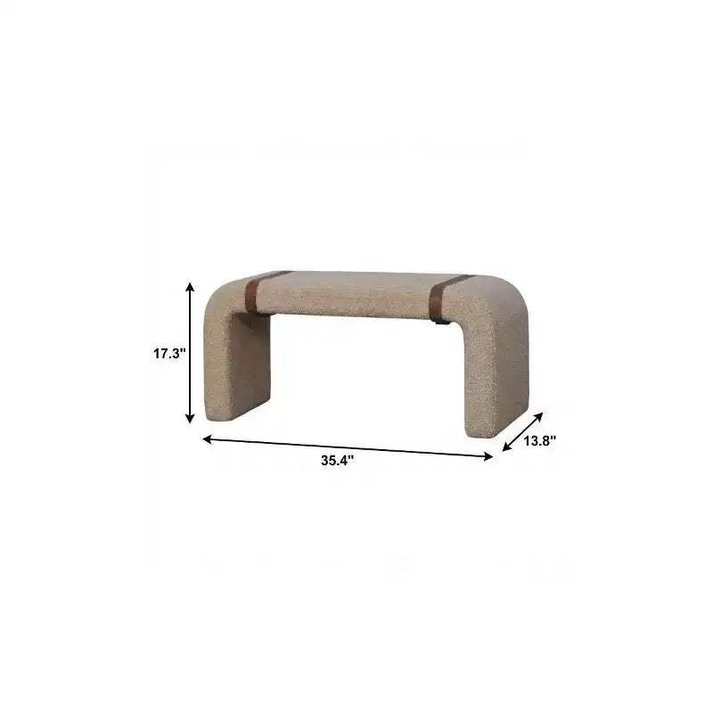 Banc rembourré en bouclé beige et marron – 2 places