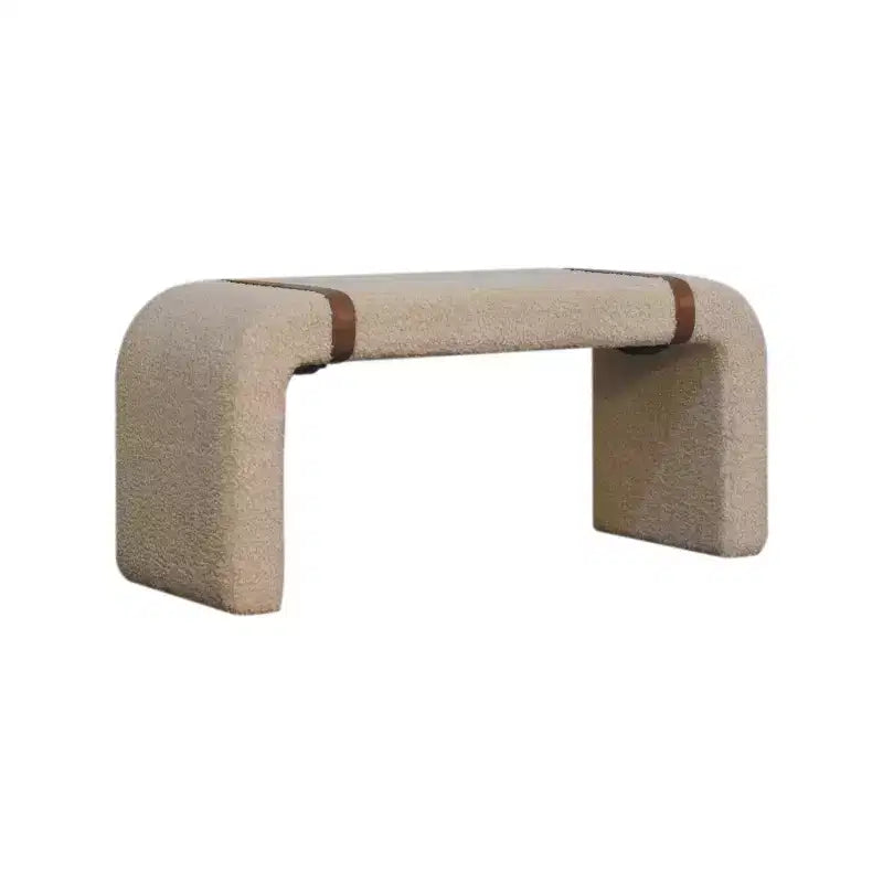 Banc rembourré en bouclé beige et marron – 2 places