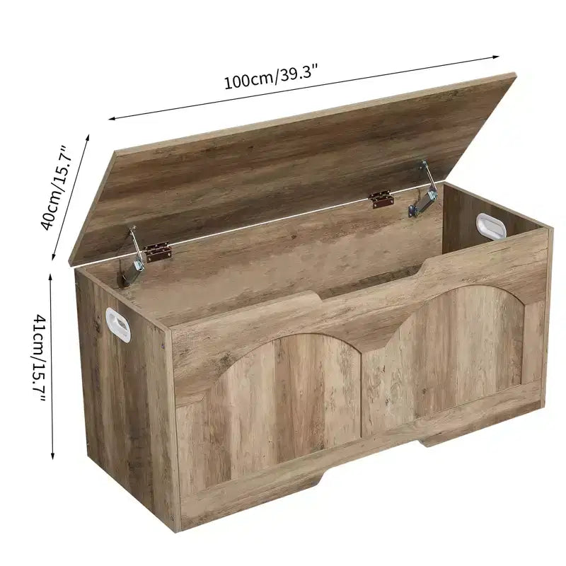 Coffre de rangement en bois brun/gris – Banc 1 place, 99,8 cm L