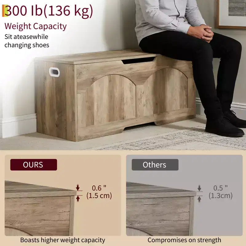 Coffre de rangement en bois brun/gris – Banc 1 place, 99,8 cm L