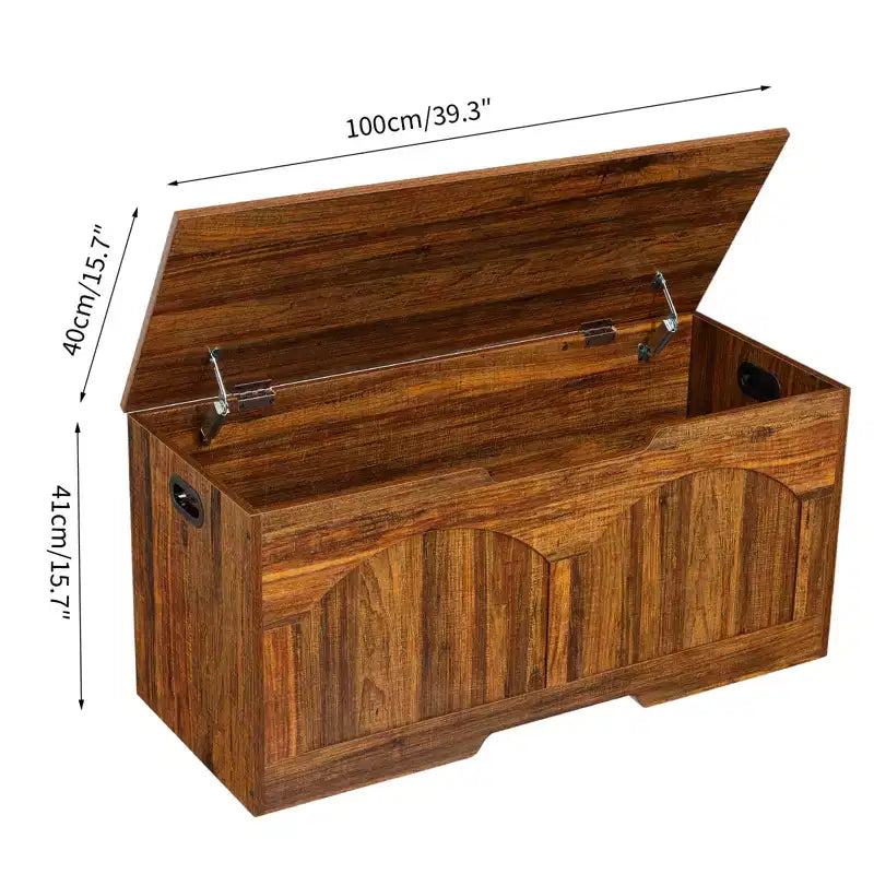 Coffre de rangement en bois brun/gris – Banc 1 place, 99,8 cm L
