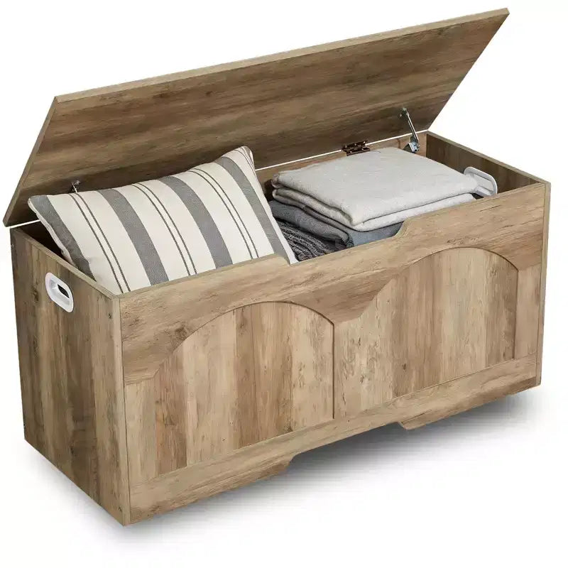 Coffre de rangement en bois brun/gris – Banc 1 place, 99,8 cm L