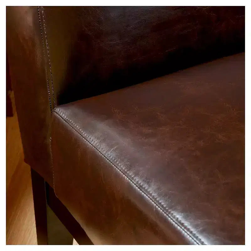 Fauteuil crapaud sans accoudoirs en cuir reconstitué marron, 1 place