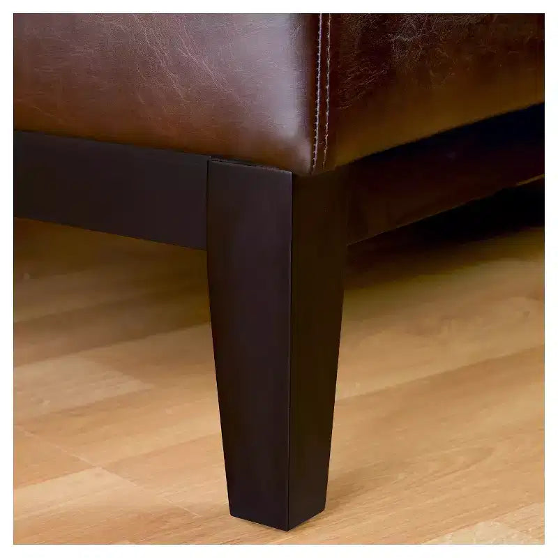 Fauteuil crapaud sans accoudoirs en cuir reconstitué marron, 1 place