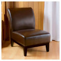 Fauteuil crapaud sans accoudoirs en cuir reconstitué marron, 1 place