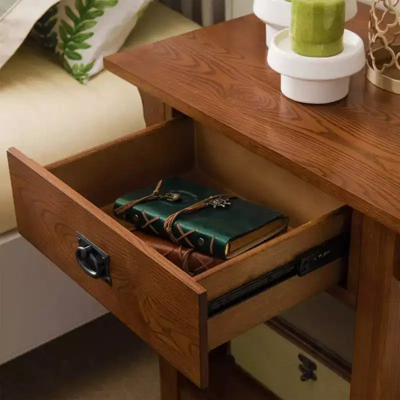 Table d'appoint de style Mission en chêne moyen avec tiroir – 1 pièce
