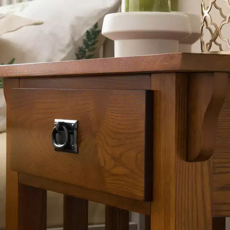 Table d'appoint de style Mission en chêne moyen avec tiroir – 1 pièce