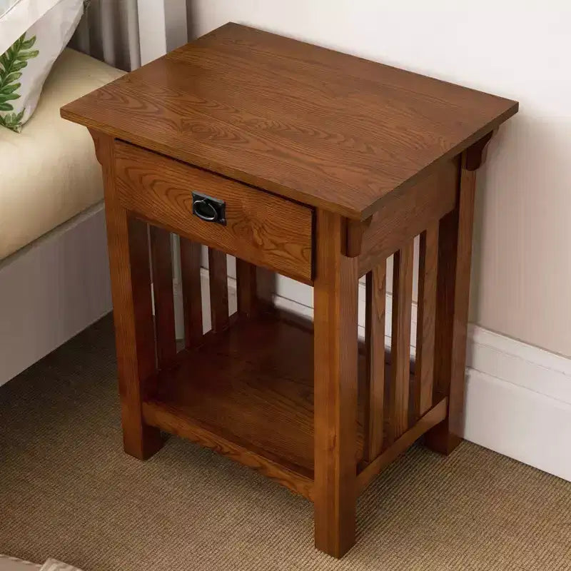 Table d'appoint de style Mission en chêne moyen avec tiroir – 1 pièce