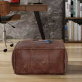 Erving Square Pouf Distressed Brown - WyndenHall