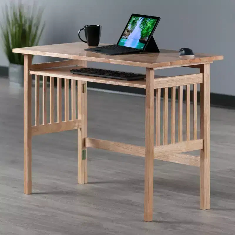 Bureau pliant style Mission en bois naturel, 1 personne