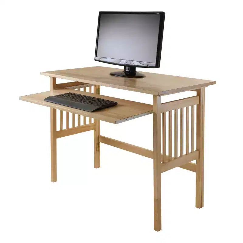Bureau pliant style Mission en bois naturel, 1 personne