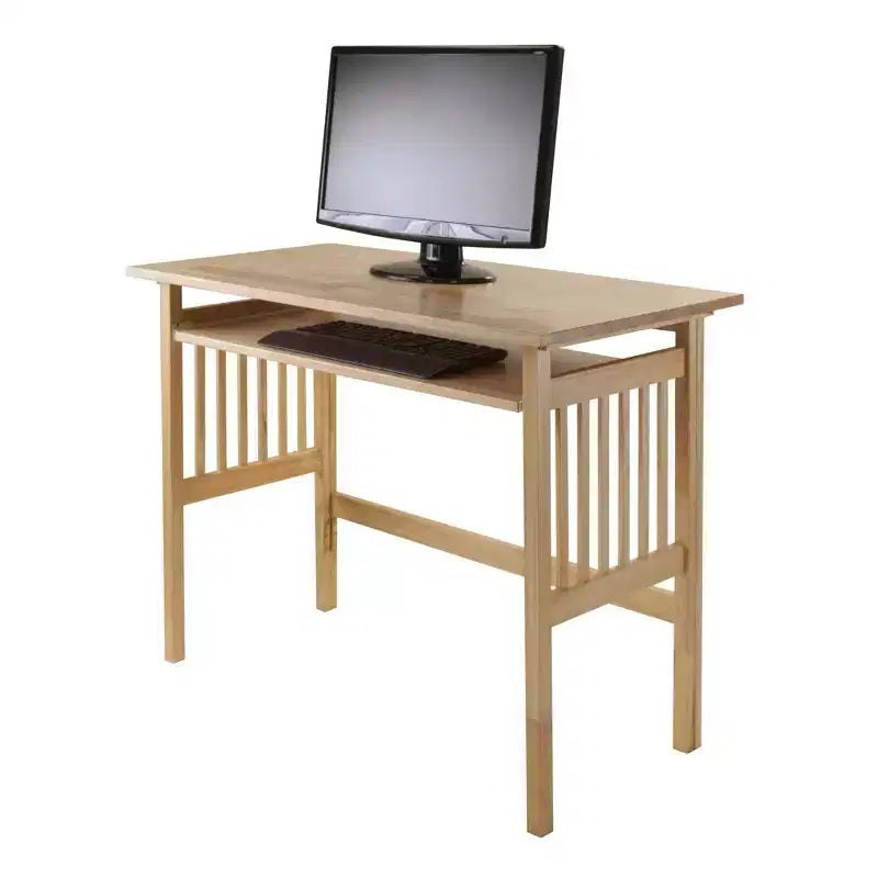 Bureau pliant style Mission en bois naturel, 1 personne