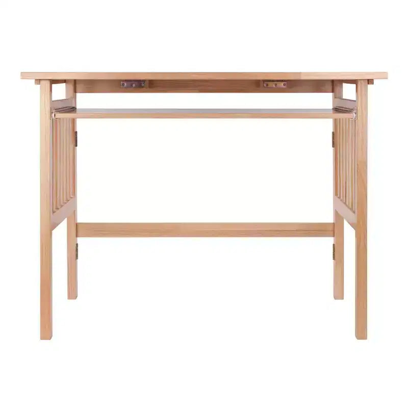 Bureau pliant style Mission en bois naturel, 1 personne