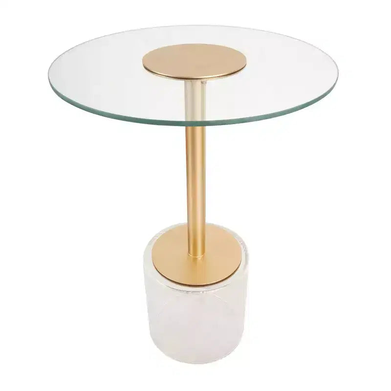 Table d'appoint ronde en acrylique transparent et doré, style moderne, 1 pièce
