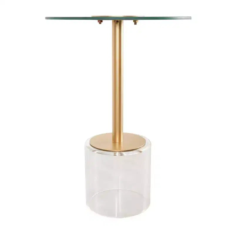 Table d'appoint ronde en acrylique transparent et doré, style moderne, 1 pièce