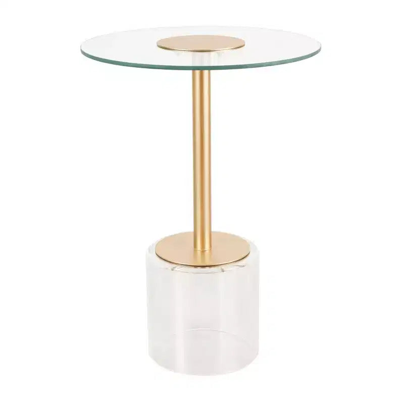 Table d'appoint ronde en acrylique transparent et doré, style moderne, 1 pièce