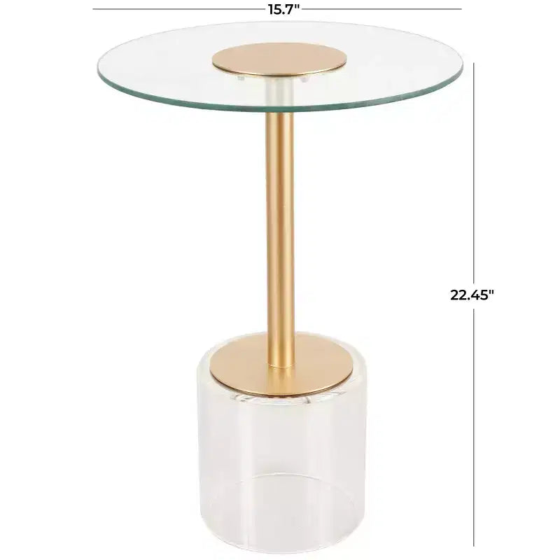 Table d'appoint ronde en acrylique transparent et doré, style moderne, 1 pièce