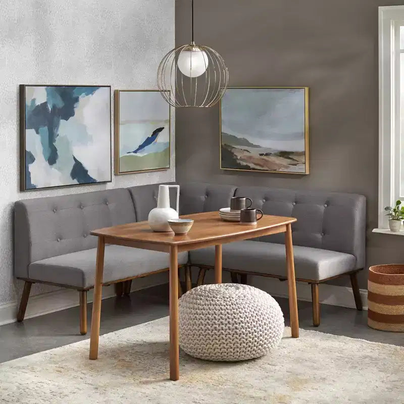 Fauteuil d'appoint sans accoudoirs capitonné gris/bleu/beige pour 1 personne