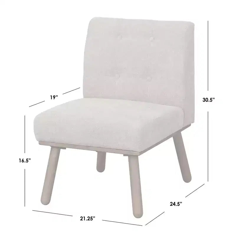 Fauteuil d'appoint sans accoudoirs capitonné gris/bleu/beige pour 1 personne