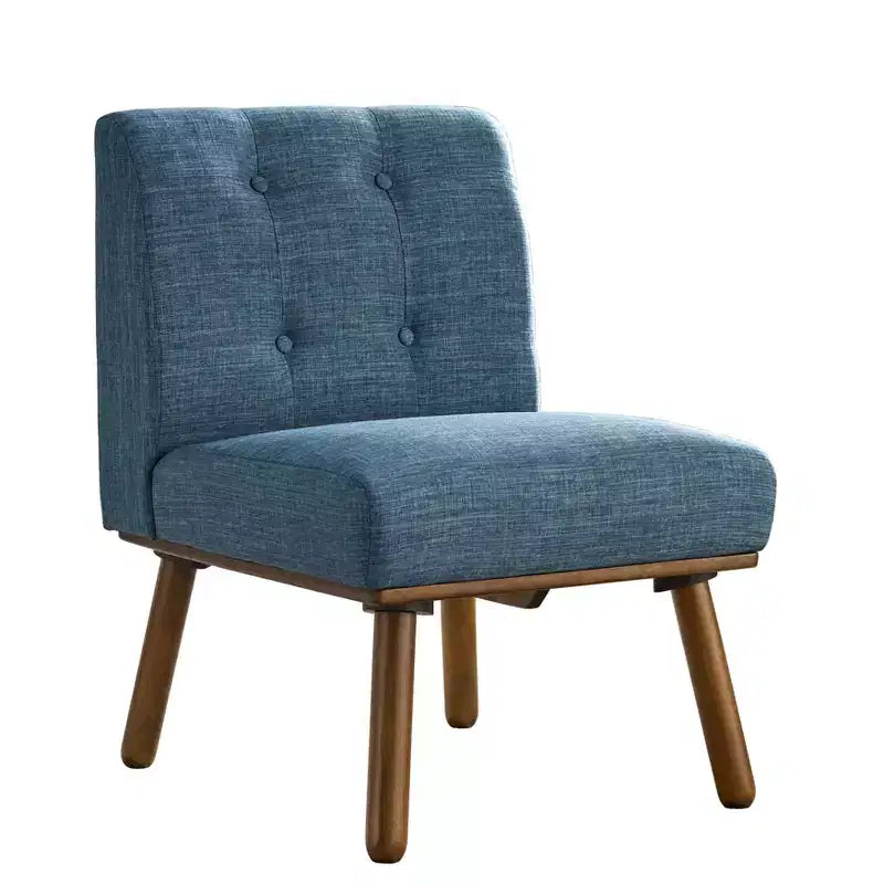 Fauteuil d'appoint sans accoudoirs capitonné gris/bleu/beige pour 1 personne