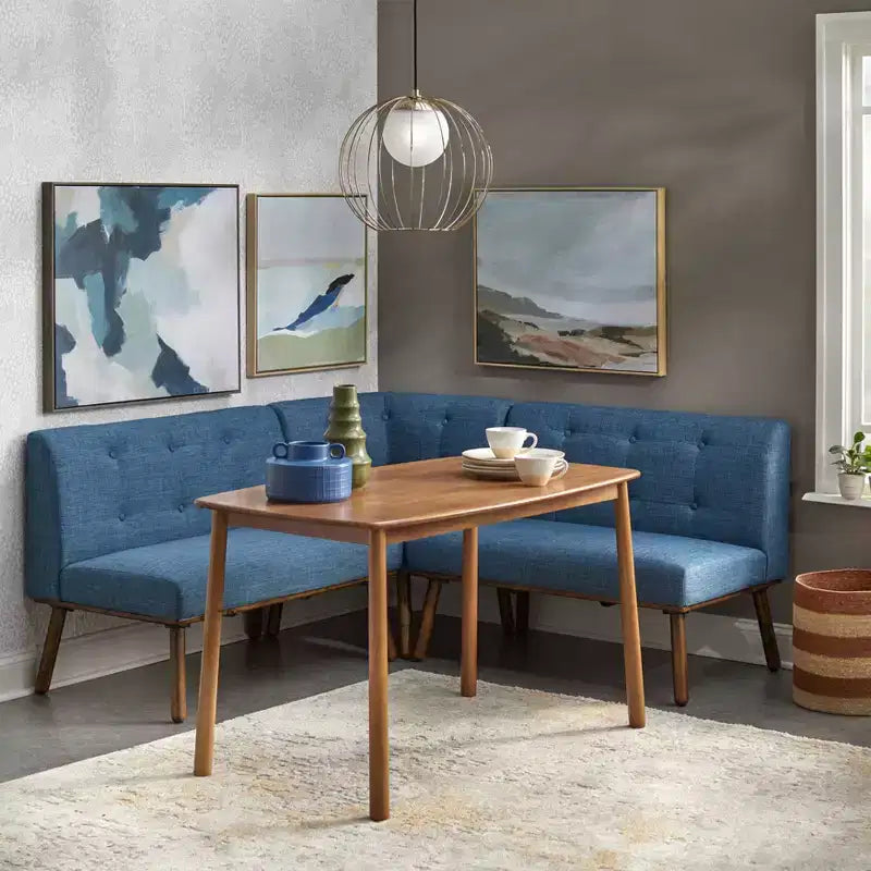 Fauteuil d'appoint sans accoudoirs capitonné gris/bleu/beige pour 1 personne