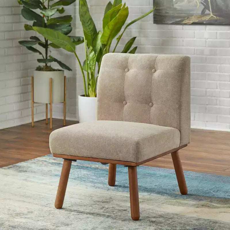 Fauteuil d'appoint sans accoudoirs capitonné gris/bleu/beige pour 1 personne