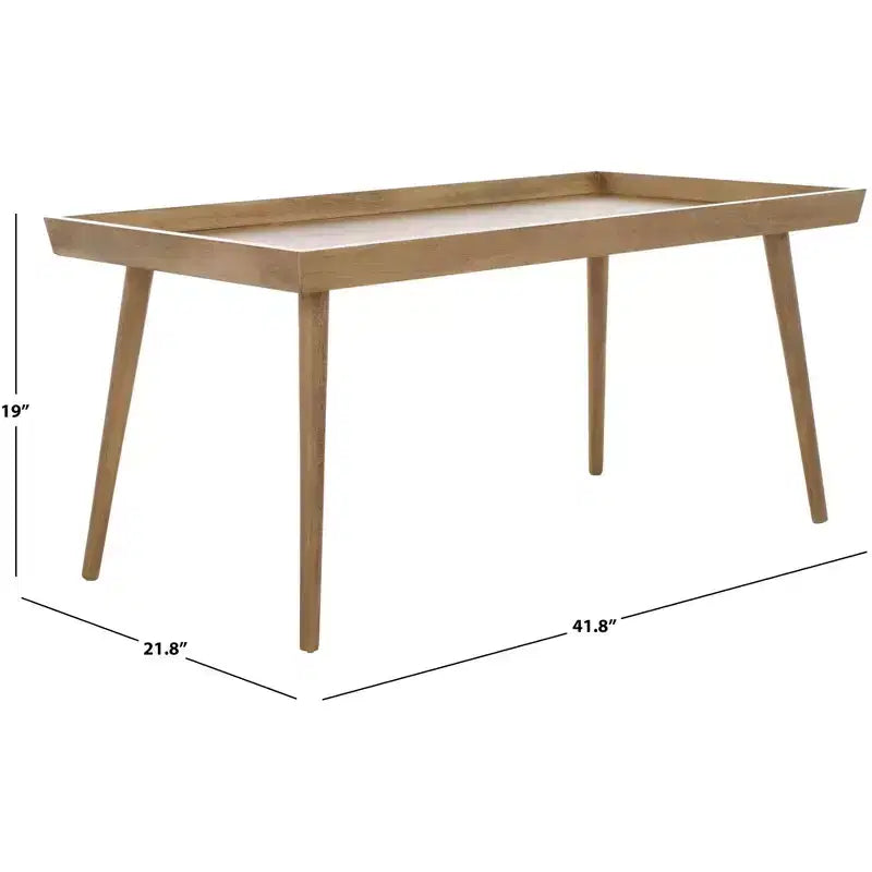 Table basse rectangulaire avec étagère – Beige / Bleu / Marron / Gris / Blanc cassé, 1 pièce