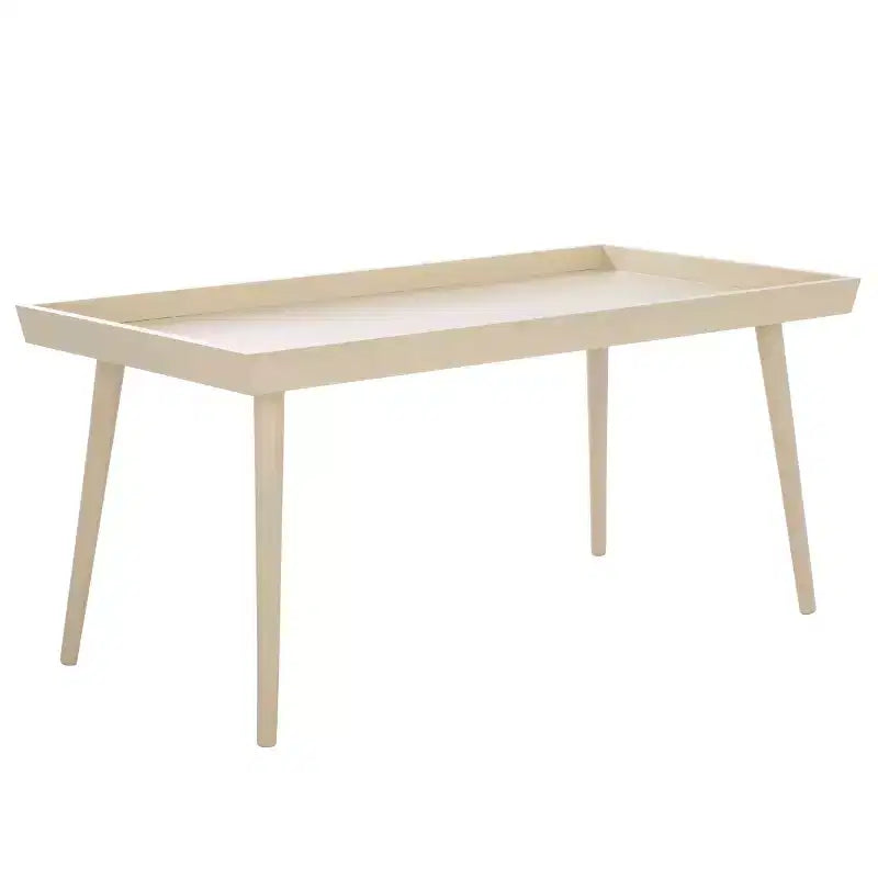 Table basse rectangulaire avec étagère – Beige / Bleu / Marron / Gris / Blanc cassé, 1 pièce