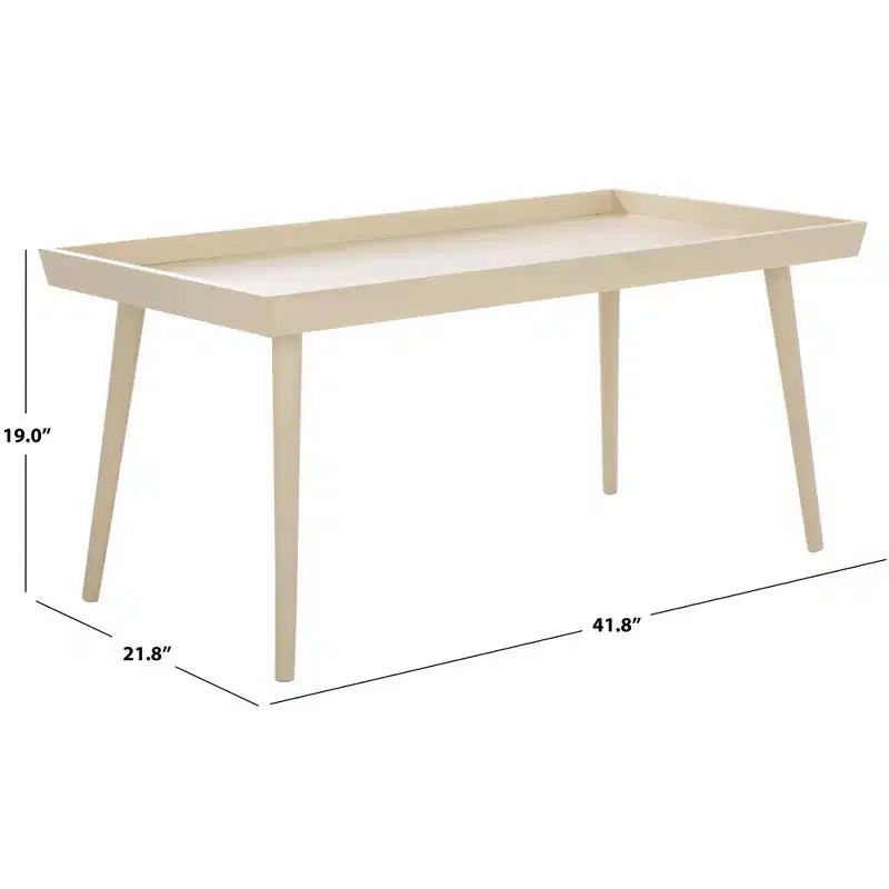 Table basse rectangulaire avec étagère – Beige / Bleu / Marron / Gris / Blanc cassé, 1 pièce