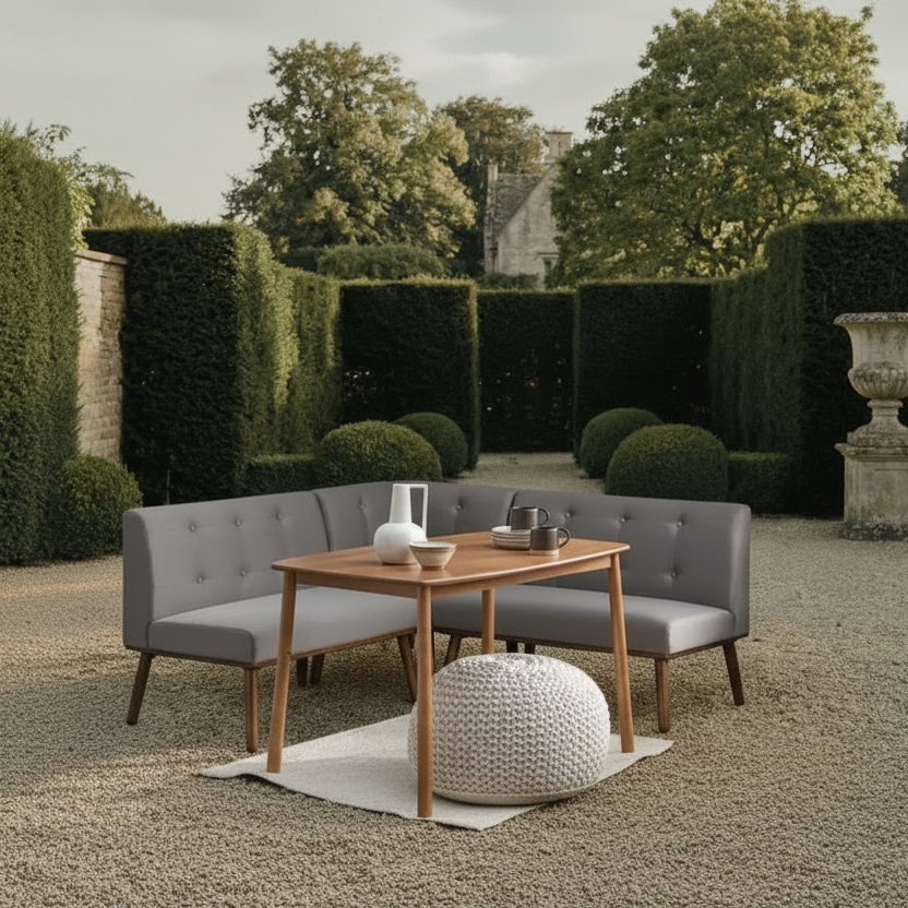 Fauteuil d'appoint sans accoudoirs capitonné gris/bleu/beige pour 1 personne